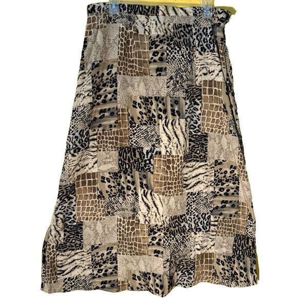 K.C. Spencer New York Long Skirt SZ 16 Patchwork Animal Print Glam Rock - Picture 1 of 3